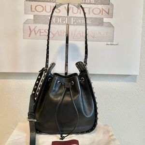 Valentino Garavani Vitello Calfskin Rockstud Mini Bucket Crossbody/Shoulder Bag